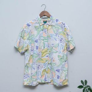 90s Faded Colorful Short Sleeve Button Down Shirt